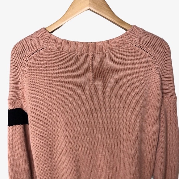 360 Sweater Women’s Barbara V Neck Pullover Sweater Stripe Sleeve Size Small - Picture 7 of 11